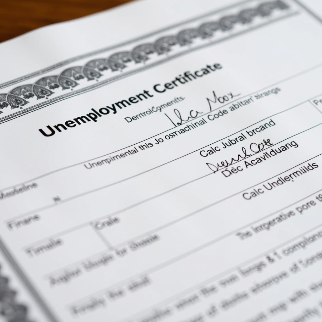 Completed Unemployment Certificate