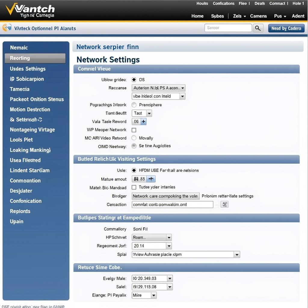 Accessing and configuring Vantech IP camera settings through the web interface.