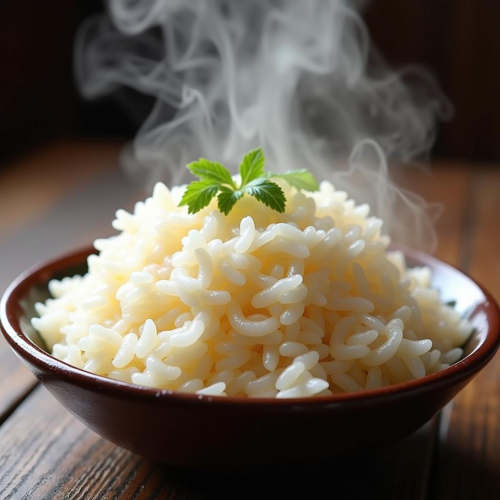 Steamed Hat Ngoc Troi rice in a bowl