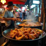 Street Vendor Selling Crispy Pork Knuckle