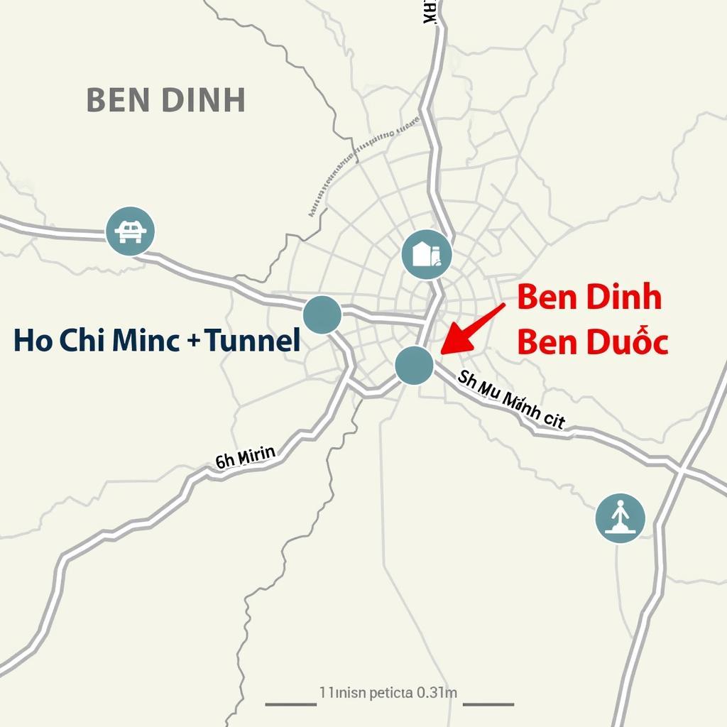 Map showing the location of the Cu Chi Tunnels in relation to Ho Chi Minh City