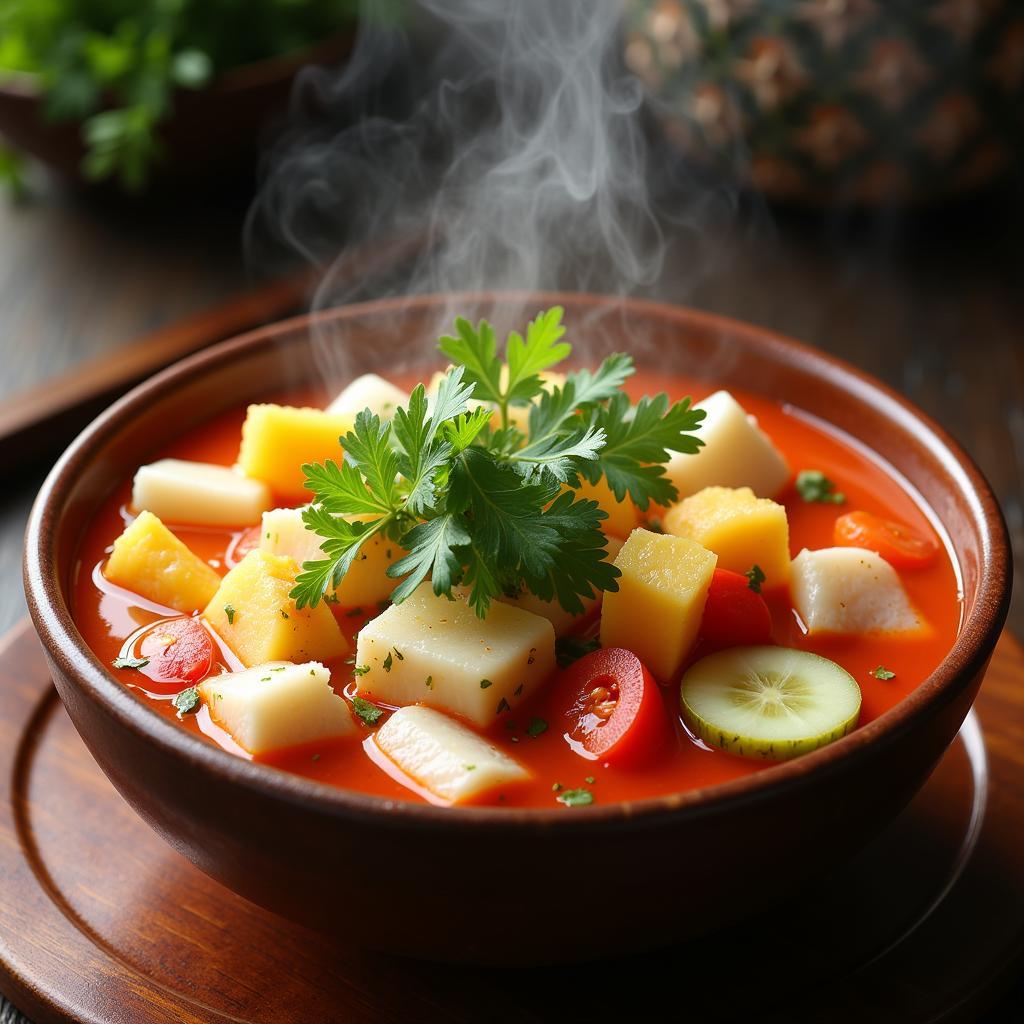 Cucumber in Canh Chua Ca (Sour Fish Soup)