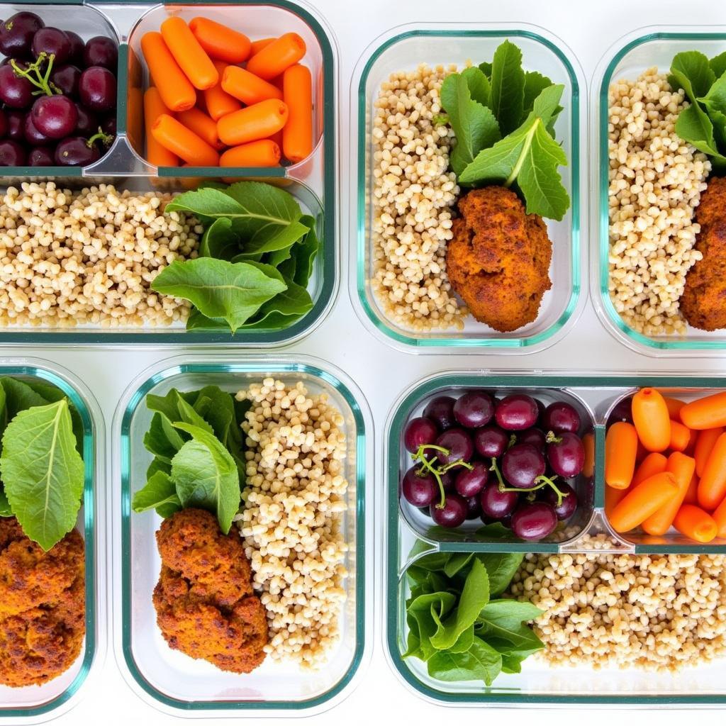 Meal prep containers with healthy food for a detox diet.