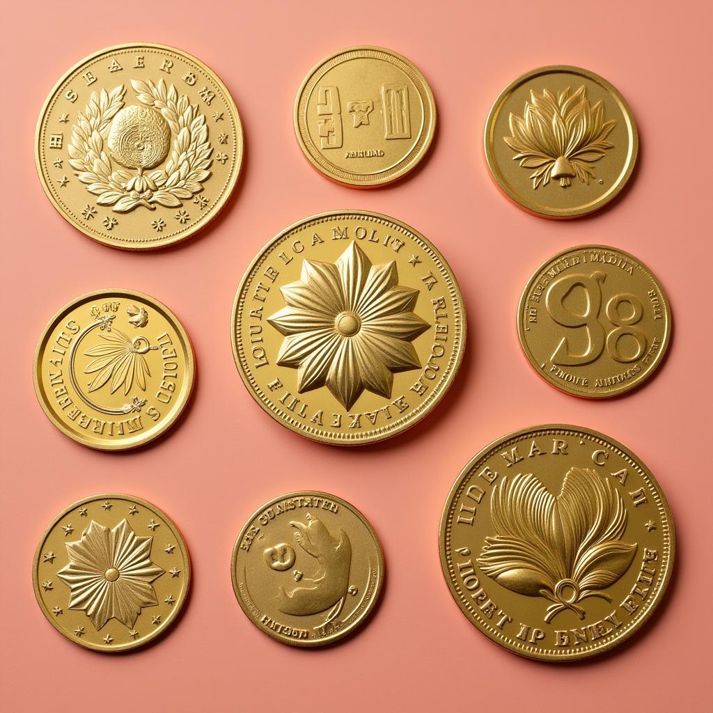 Different designs of apricot blossom coins available in Hanoi