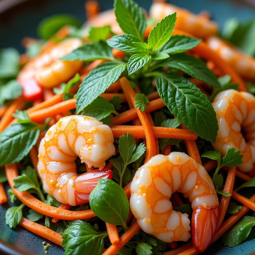 Dọc Mùng Salad with Shrimp and Herbs