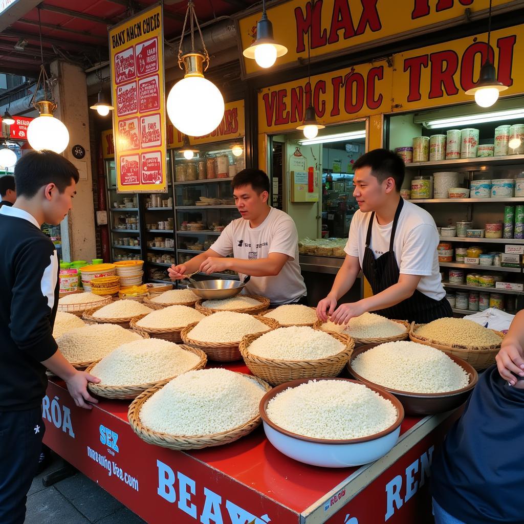 Rice stall in Dong Xuan Market, Hanoi