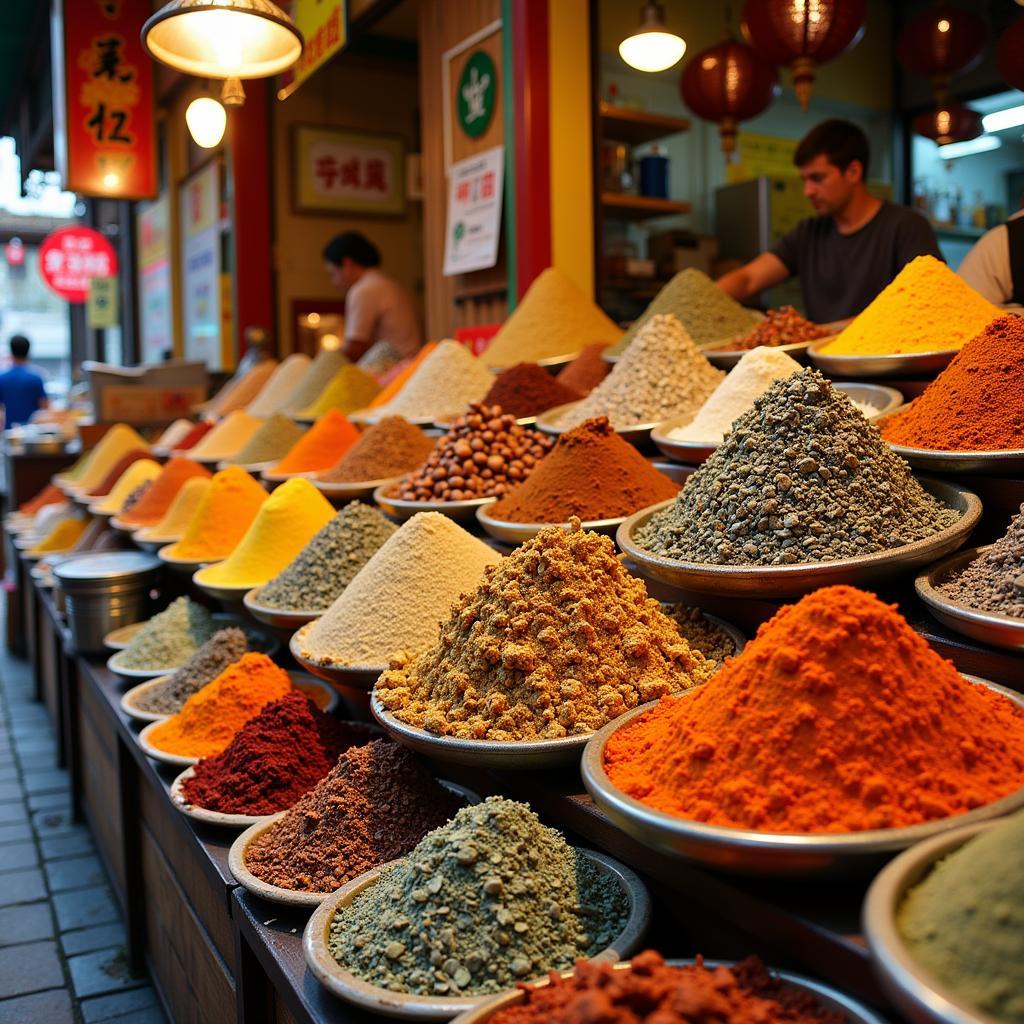 Spice stalls in Dong Xuan Market