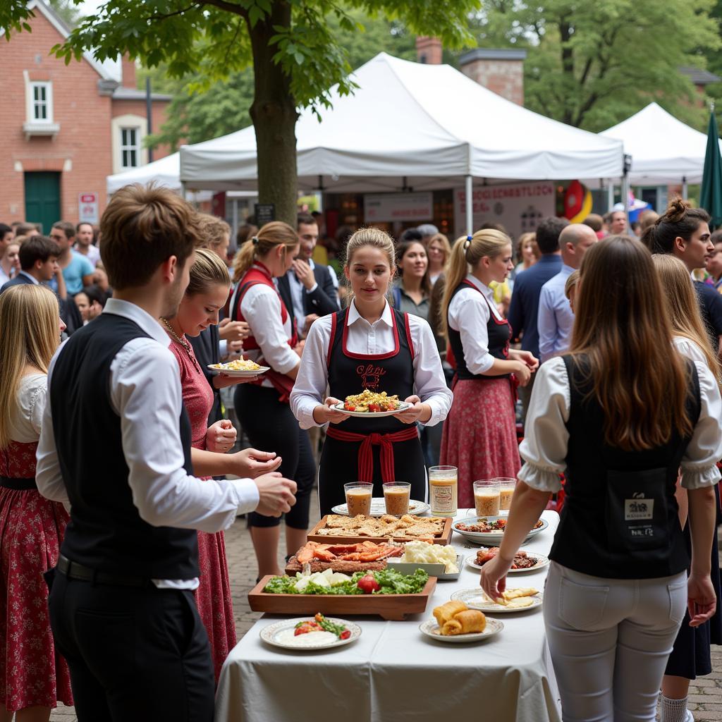 People attending a Dutch cultural event in Hanoi, showcasing Dutch food, music and traditions