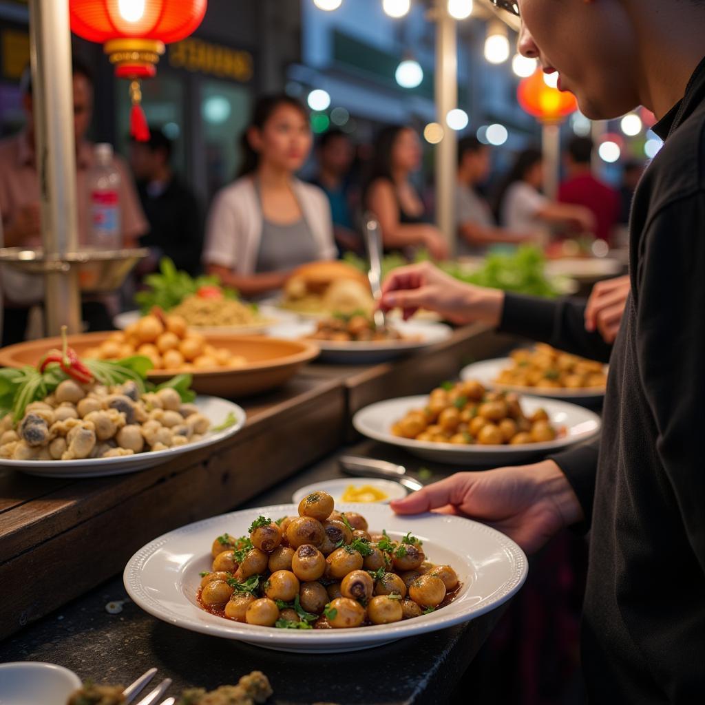 Eating snails on a Hanoi street food tour