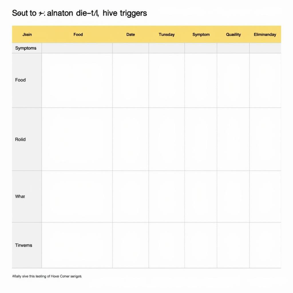 Elimination Diet Chart for Hives