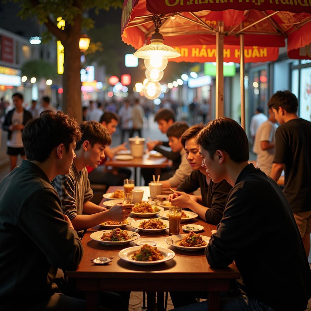 Enjoying Banh Trang Nuong in Hanoi's Old Quarter