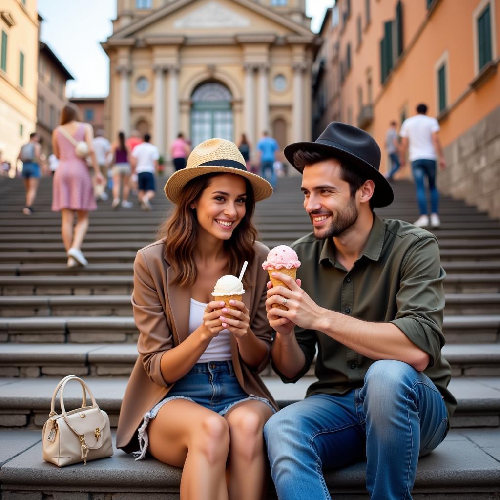 Enjoying Gelato in Rome