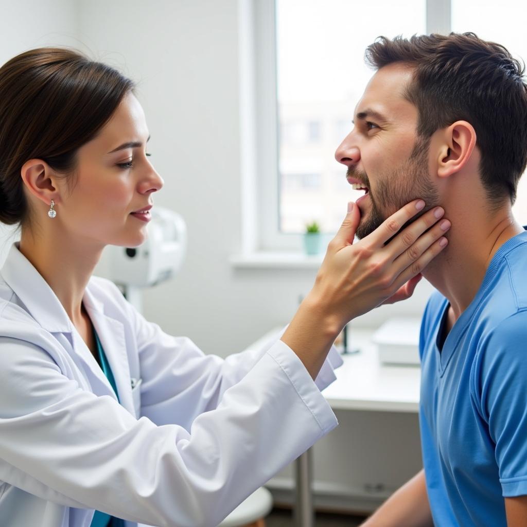 ENT Specialist Examining Patient with Swollen Salivary Glands