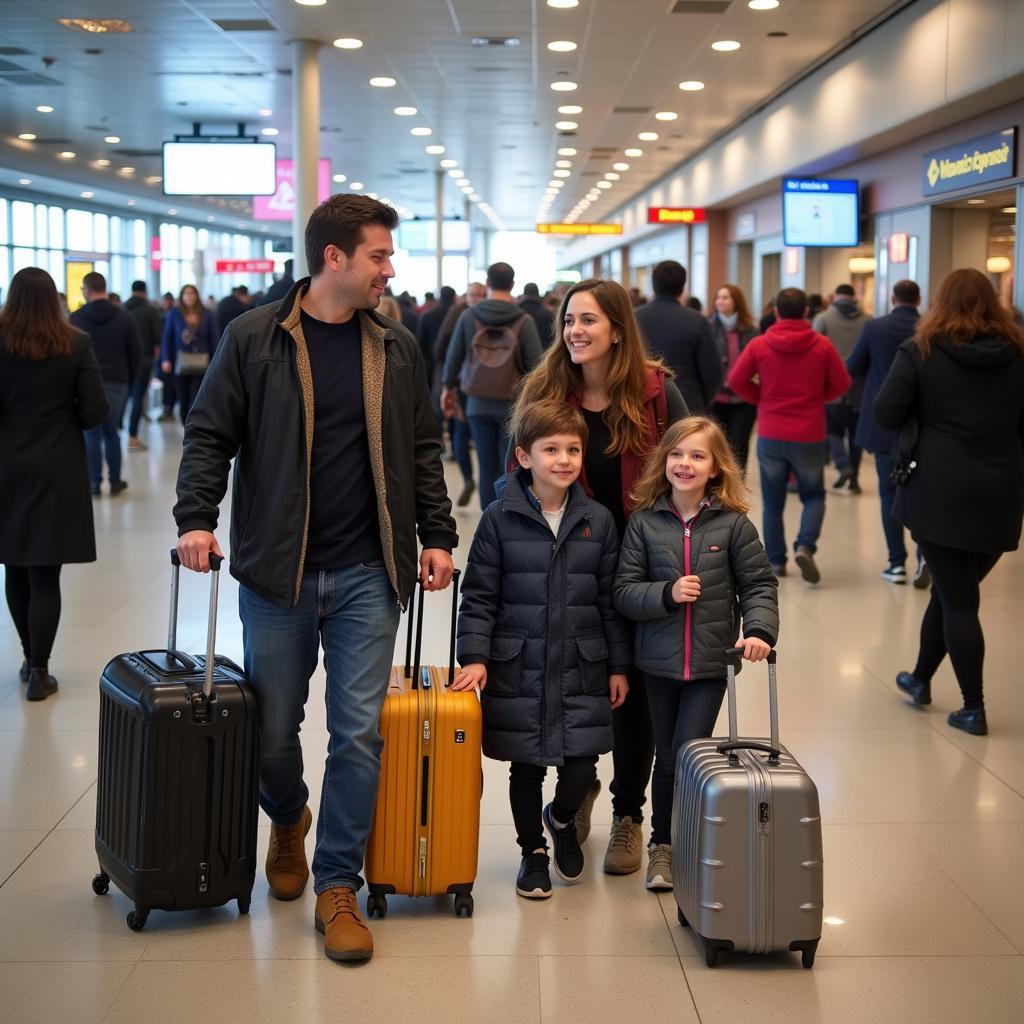 Family traveling on New Year's Day