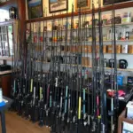 Fishing rods displayed in a Hanoi shop