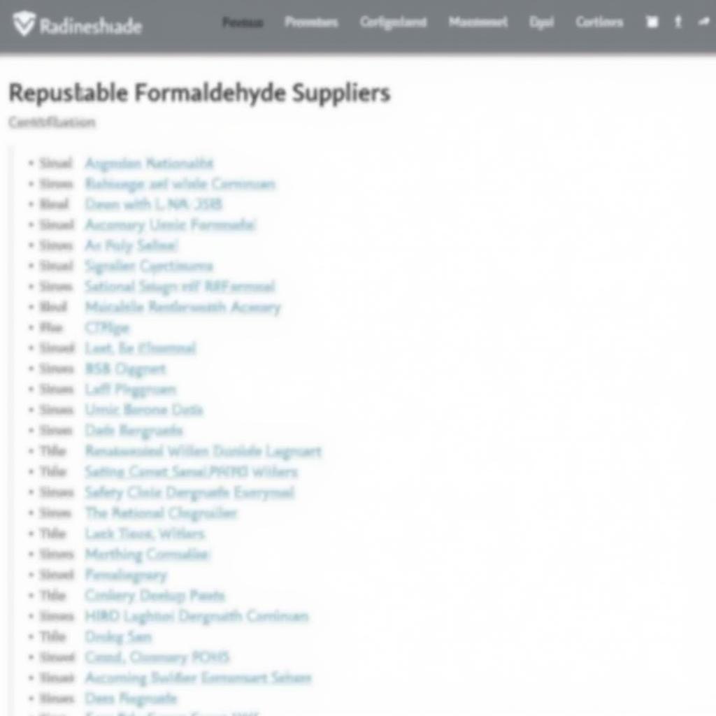 List of Reputable Formaldehyde Suppliers