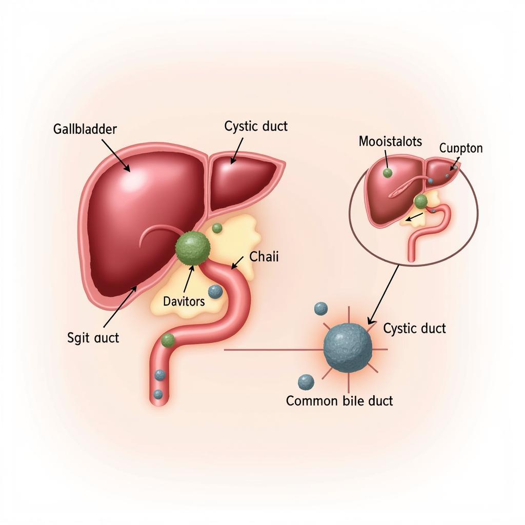 Diagram of the gallbladder and gallstones