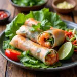 A plate of fresh goi cuon spring rolls