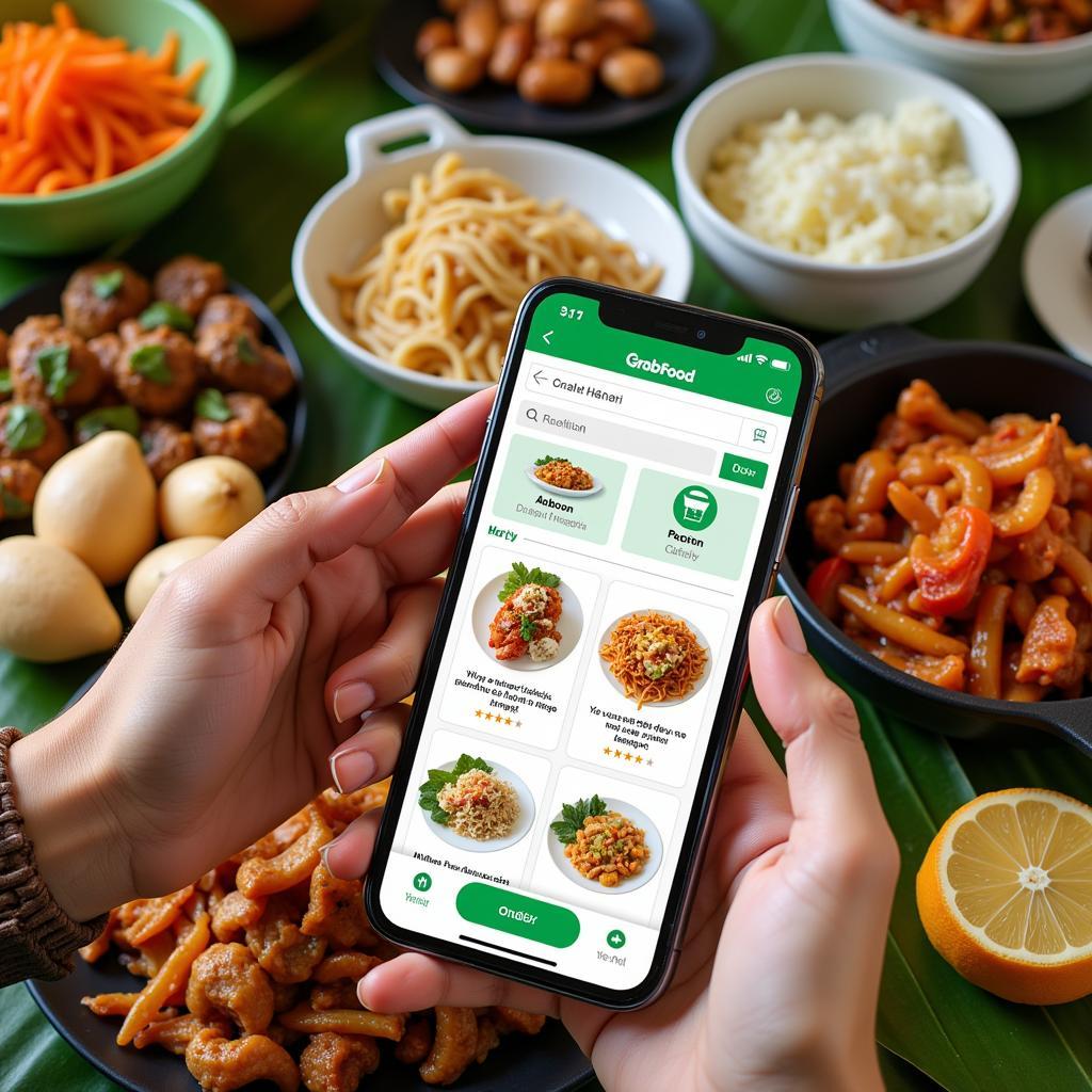 Ordering street food on Grab in Hanoi