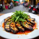 Grilled Eggplant with Scallions and Chili in Hanoi