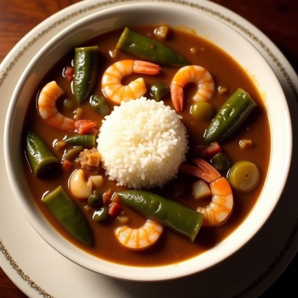 Gumbo with okra and shrimp