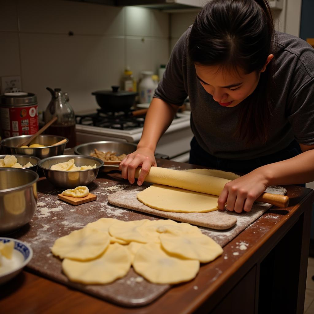 Making Dumpling Wrappers at Home in Hanoi