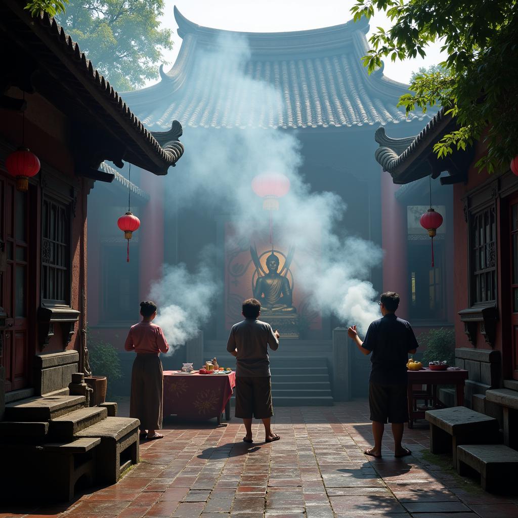 Witnessing local rituals at an ancient temple in Hanoi