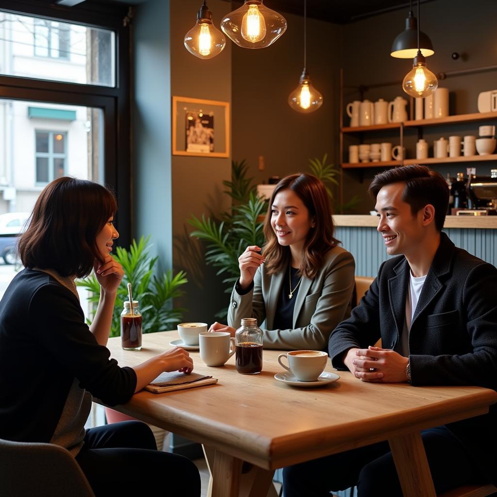 Bobos exploring the artisanal coffee scene in Hanoi.