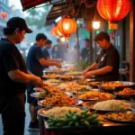 Hanoi street food scene bustling with activity during the autumn months