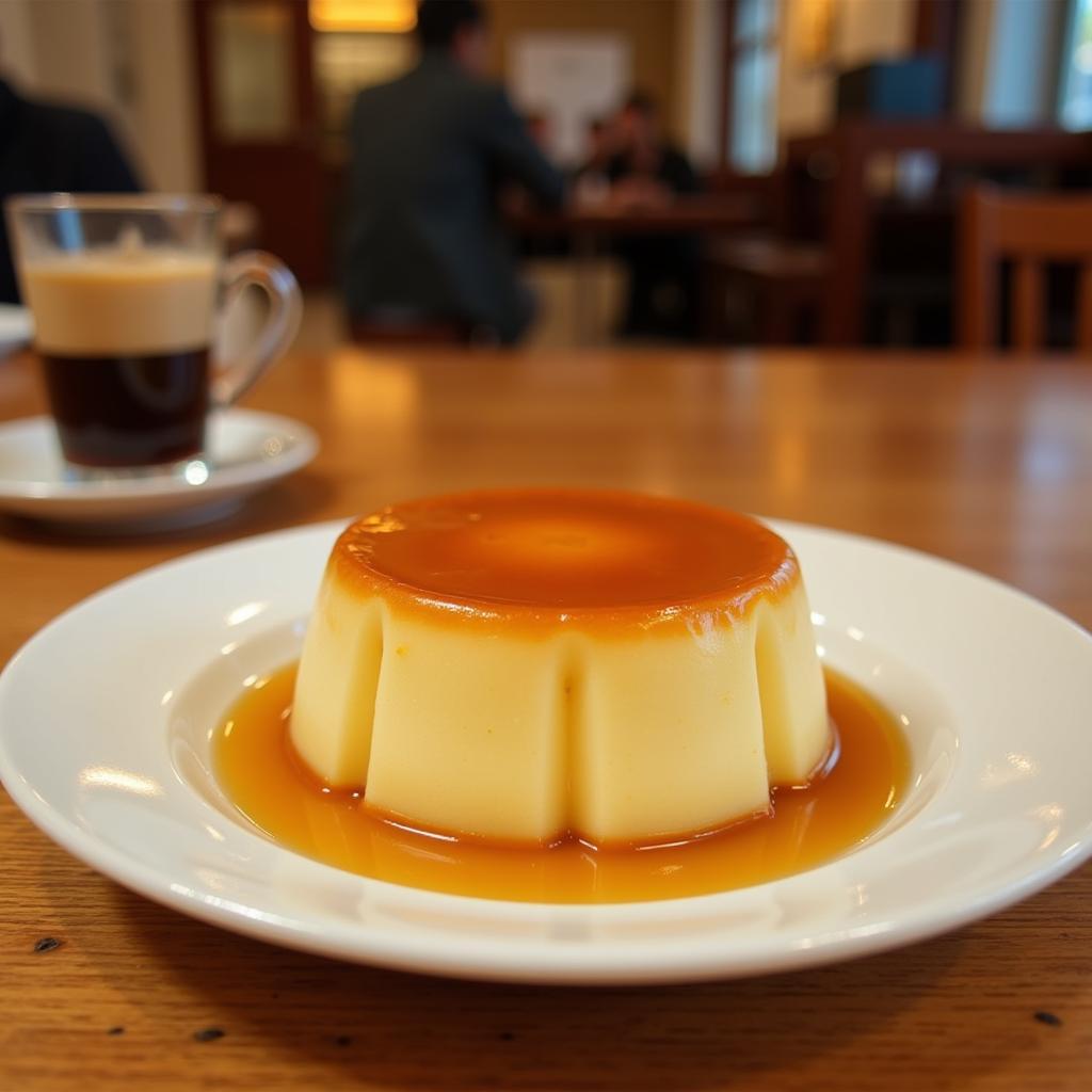 Vietnamese flan served in a Hanoi cafe