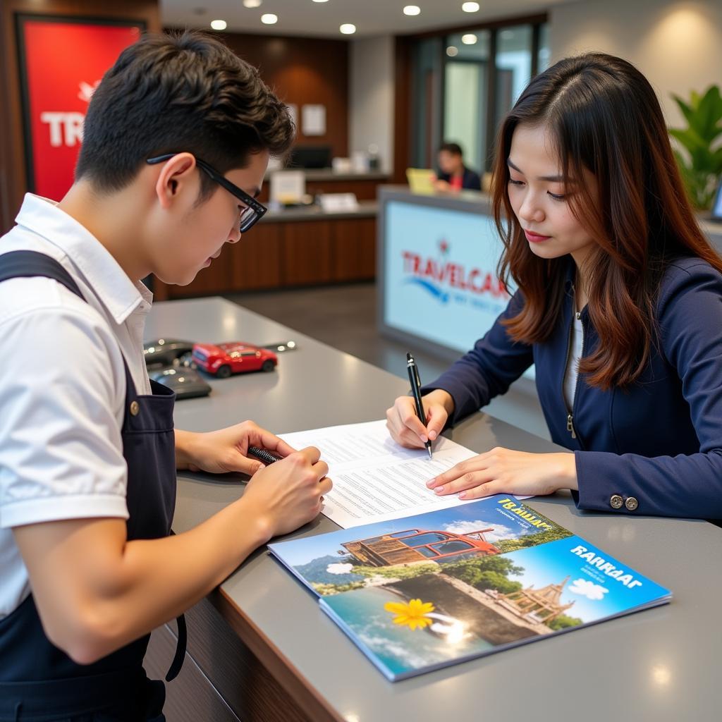 Signing a Car Rental Contract in Hanoi