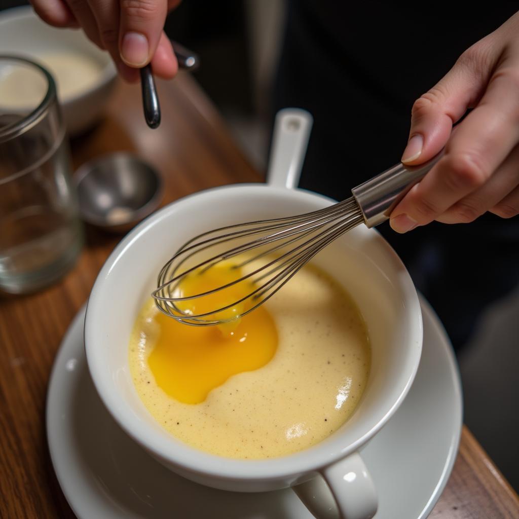 Preparing Vietnamese Egg Coffee