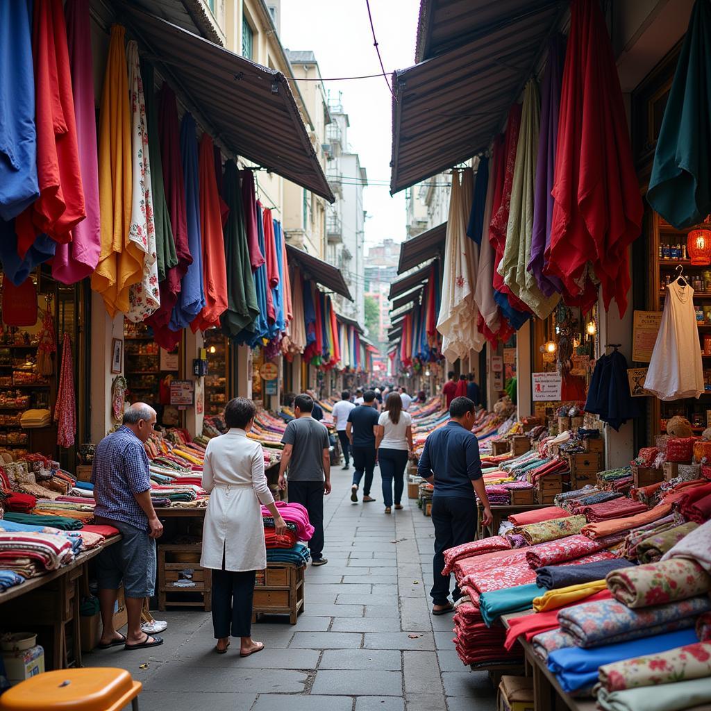 Hanoi Fabric Market: Exploring the vibrant colors and textures of silks, cotton, and linen.