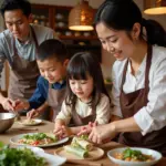 Hanoi Family Participating in a Cooking Class