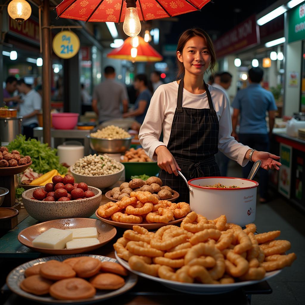 Hanoi Food Market with Diem Heo Display