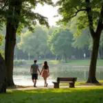 Gentle walk around Hoan Kiem Lake after overeating