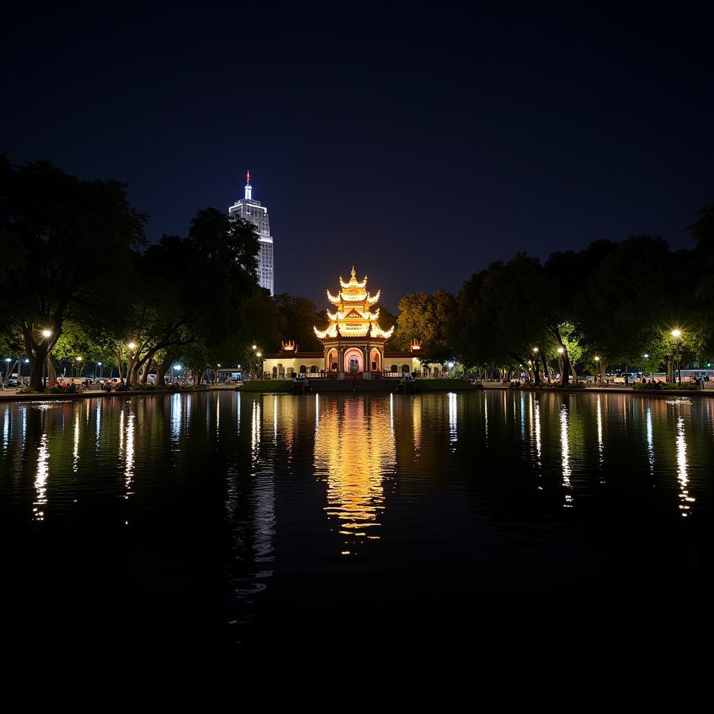 Hanoi's Hoan Kiem Lake at Night