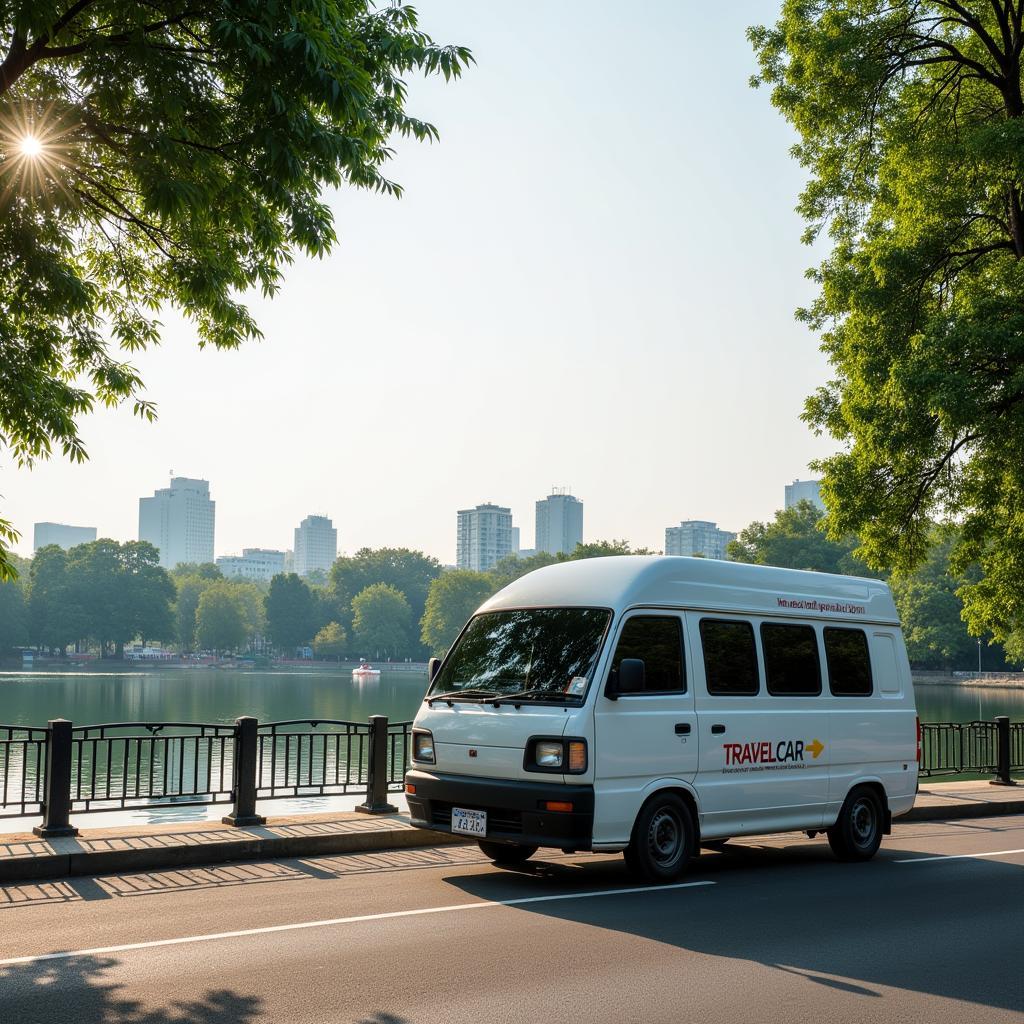 Hanoi Hoan Kiem Lake with TRAVELCAR Van