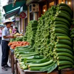 Fresh Banana Leaves at a Hanoi Local Market