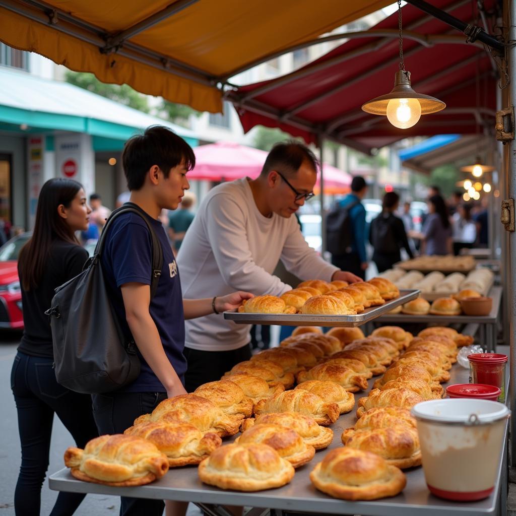 Fresh Puff Pastry at Hanoi Local Market