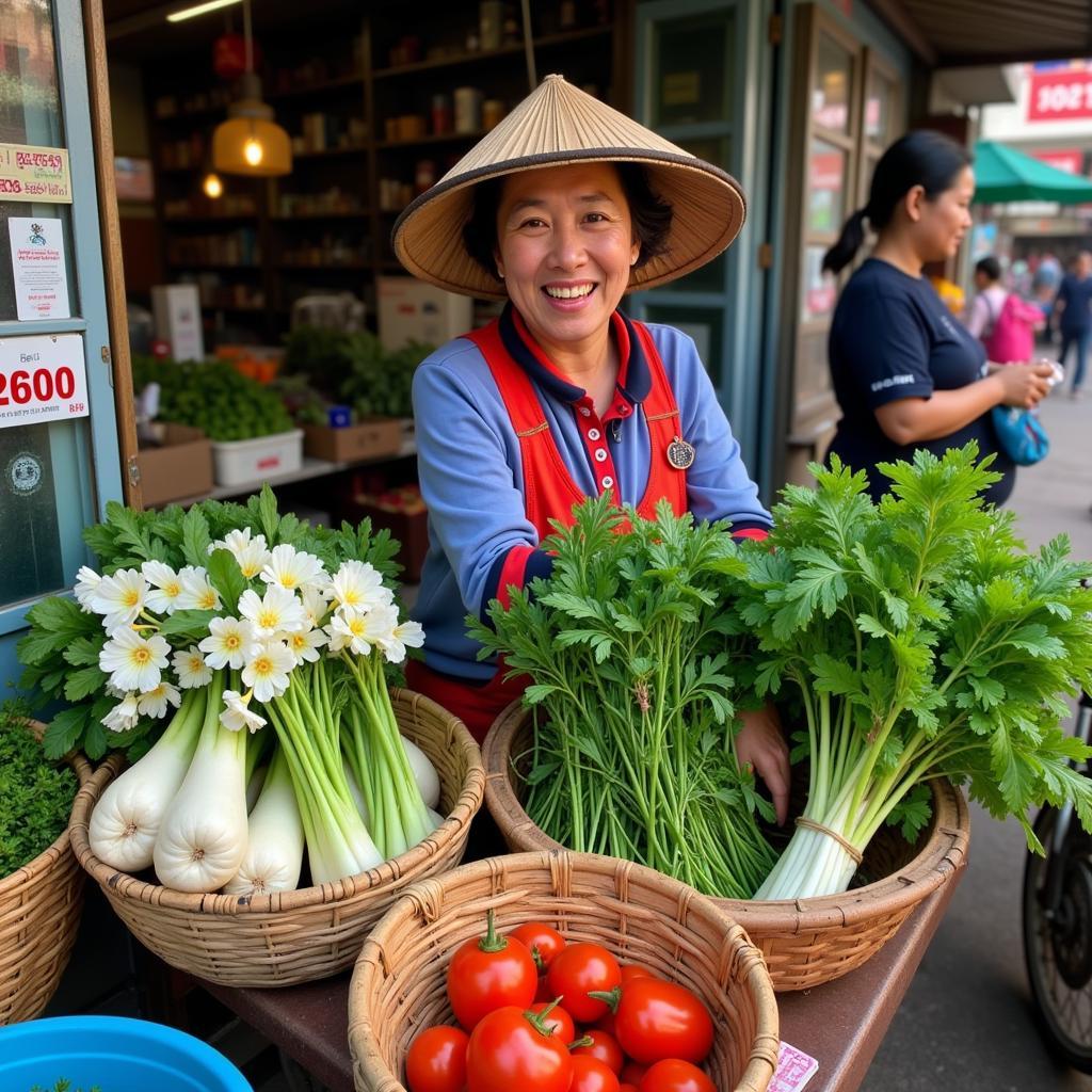 Fresh Cúc Tần at a Hanoi Market