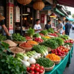 Fresh ingredients at a Hanoi market