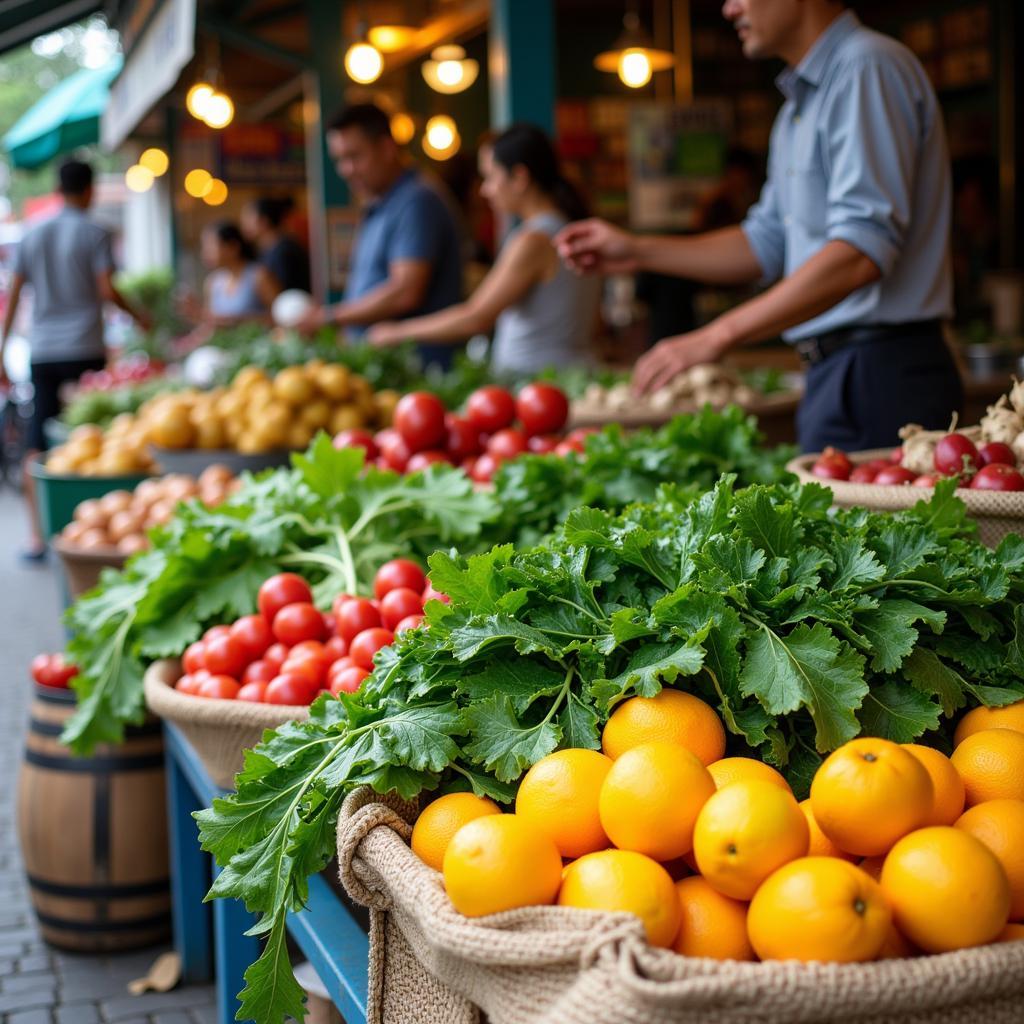 Fresh produce at a Hanoi market beneficial for knee health.