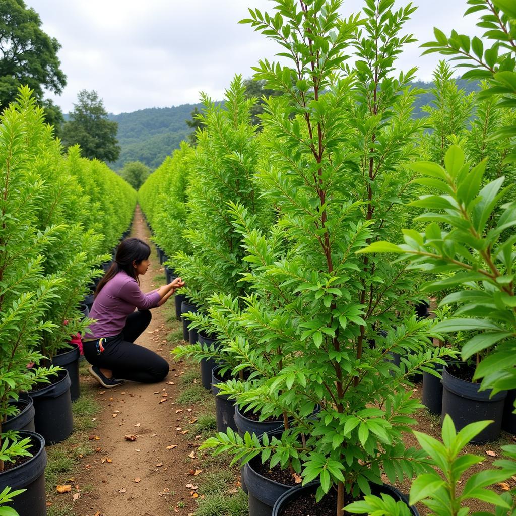 Crape Myrtle Saplings in a Hanoi Nursery