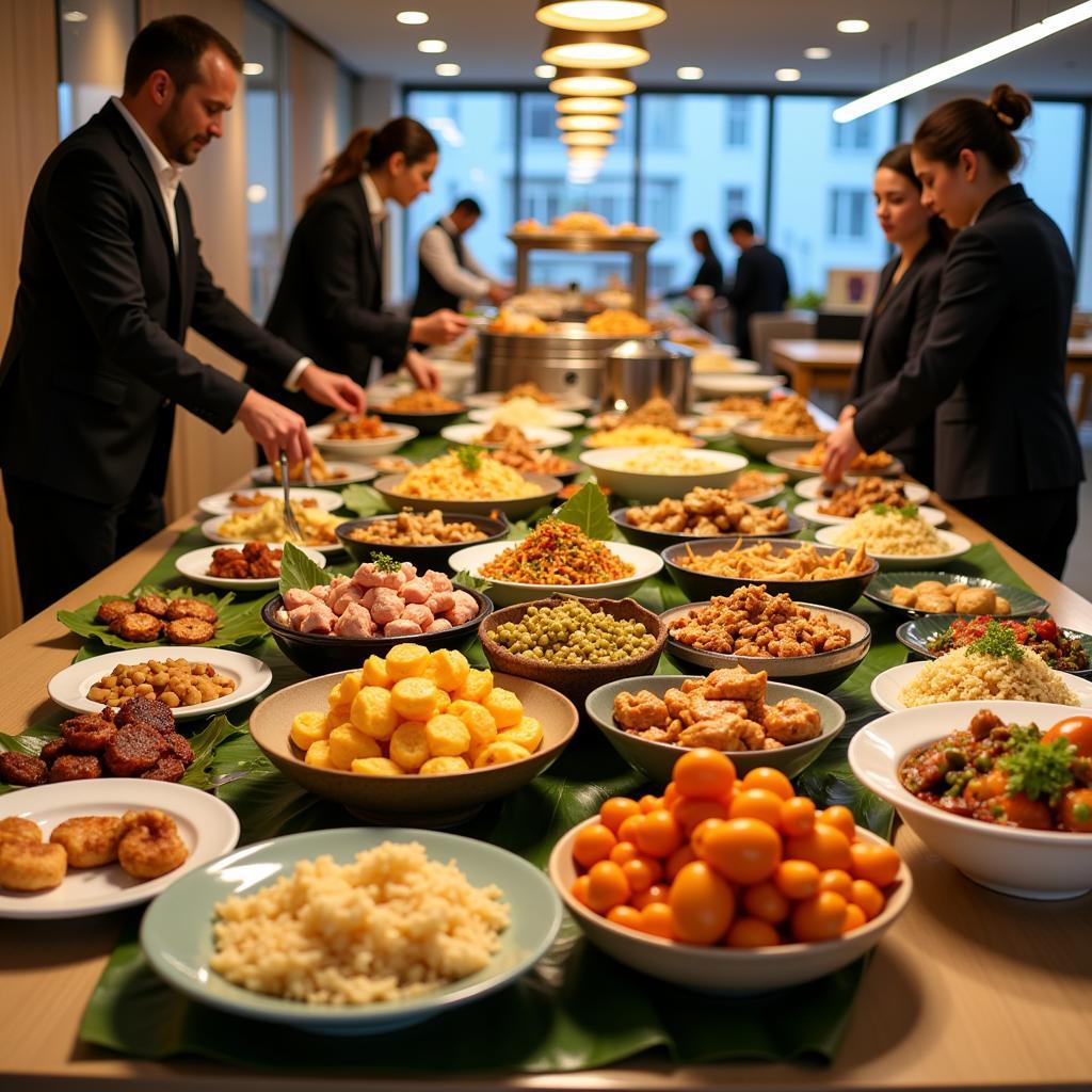 Hanoi Office Catering Buffet Setup