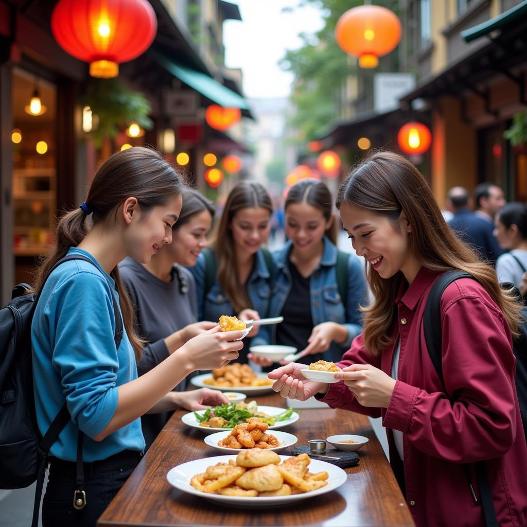 TRAVELCAR's food tour exploring the vibrant culinary scene of Hanoi's Old Quarter.