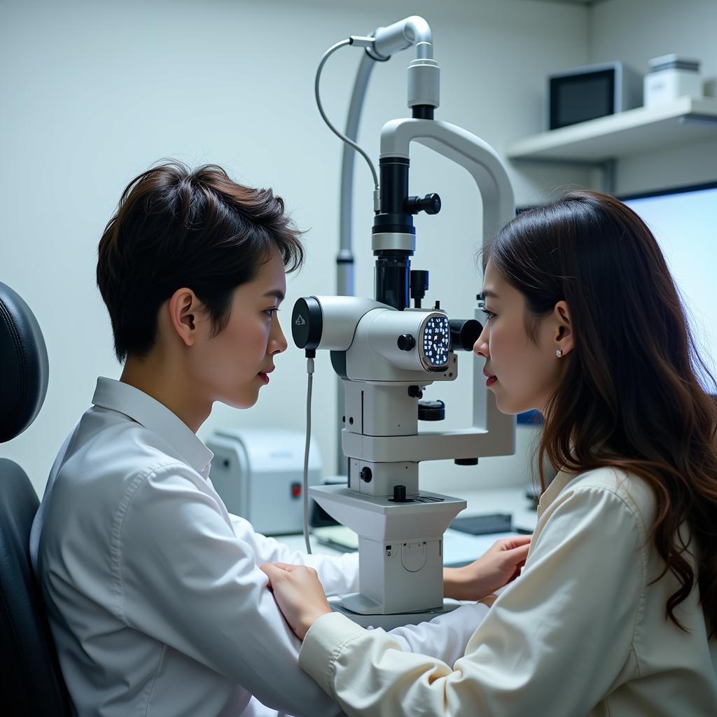 Eye exam in Hanoi with modern equipment