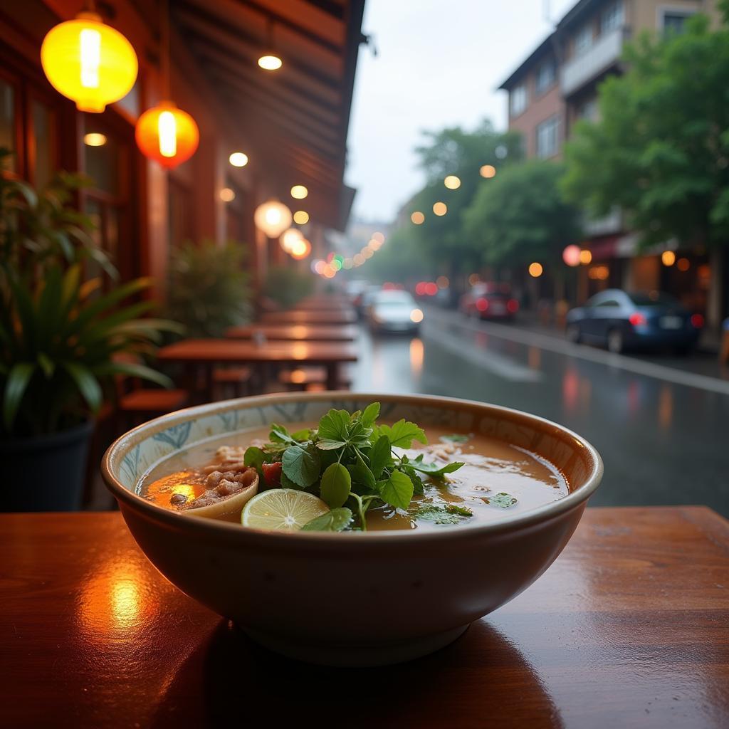 Hanoi Pho on a Rainy Day