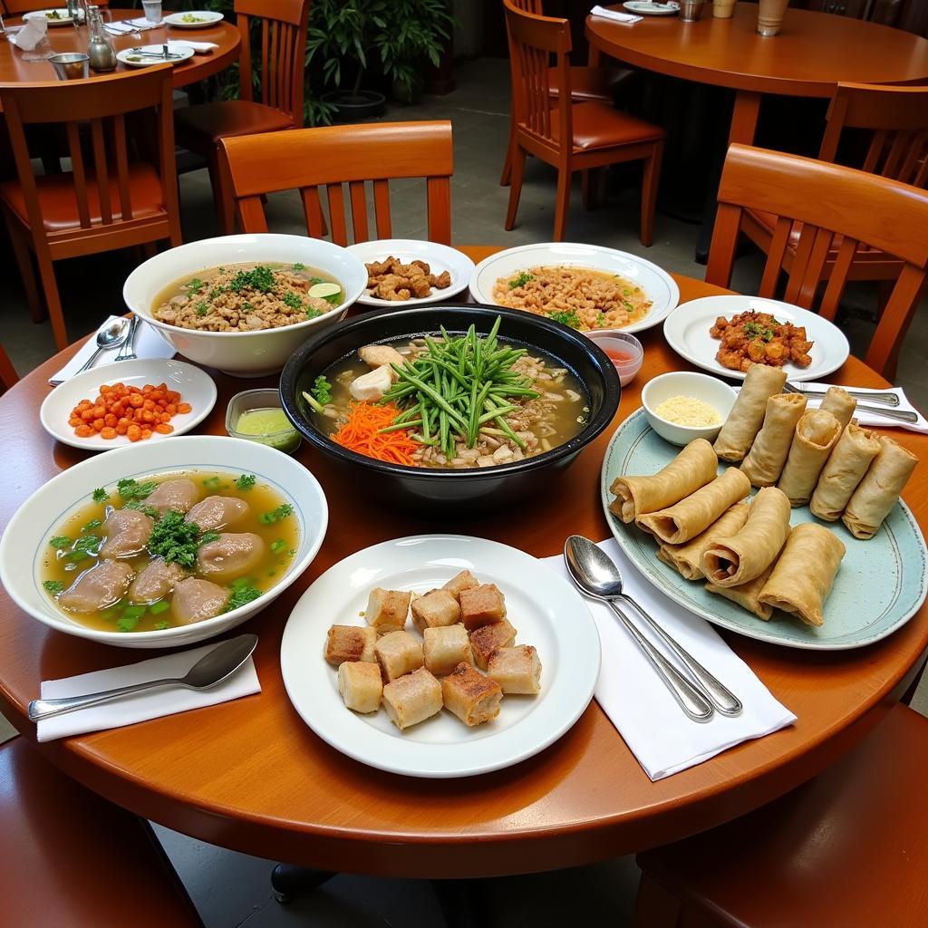 Delicious lunch dishes served in a Hanoi restaurant