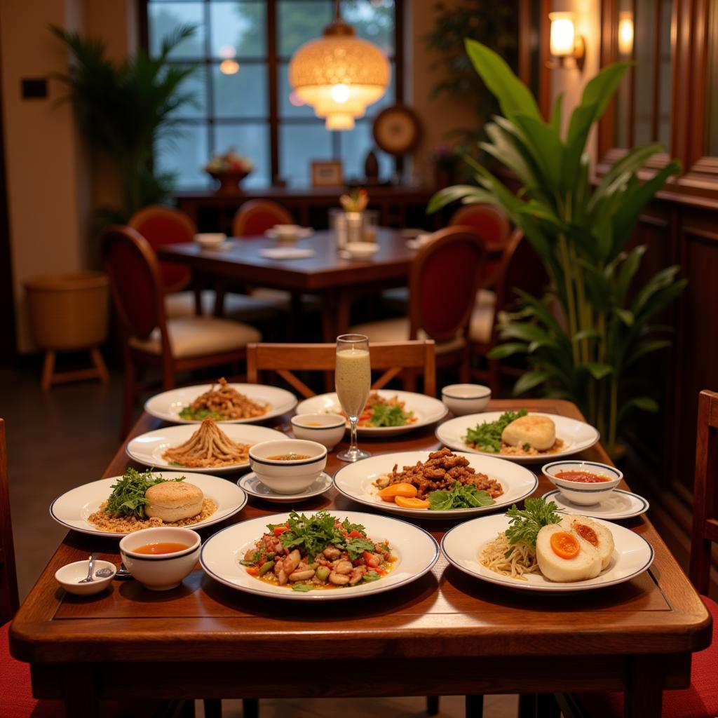 Traditional Vietnamese Cuisine in a Hanoi Restaurant